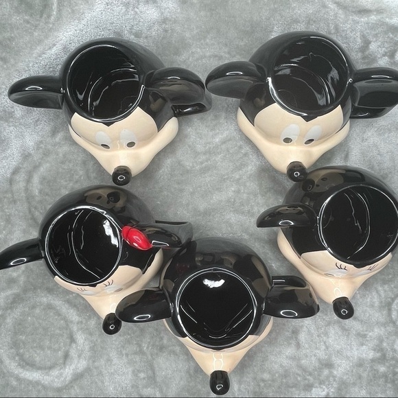 Disney Mickey Mouse & Minnie Mouse Figural Head Coffee Mugs Set of 5 - Picture 6 of 11